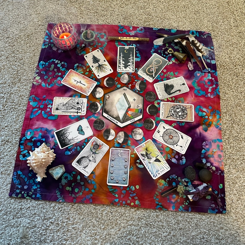 Tarot / Oracle Deck Spread Cloth & Wrap - Hand Dyed